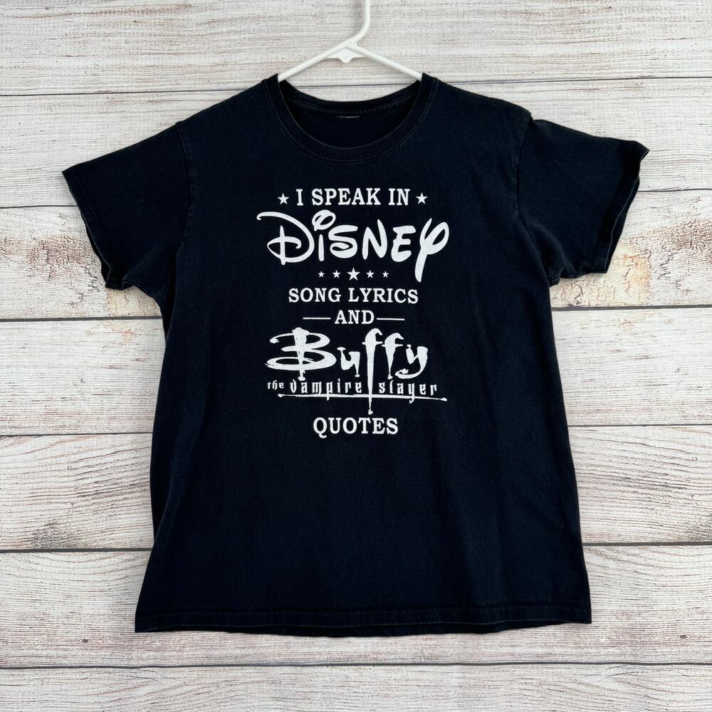 I Speak in Disney song lyrics & Buffy the Vampire Slayer quotes T-Shirt S Black‎